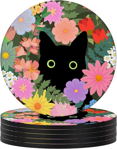 Swooflia Coasters for Drinks Coffee Table, Skeleton Funny Black Silicone Absorbent Cup Coaster Set Housewarming Kitchen Home Wooden Desk Office Bar Tabletop Decor 6 Pack in Saudi Arabia