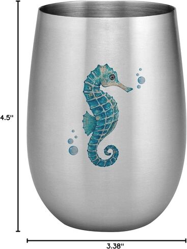 UPware 18/8 Stainless Steel 15 oz. Full Color Printed Stemless Wine Glass, Unbreakable and Shatterproof Metal, for Wine and Beverage (Palm Trees) in Saudi Arabia