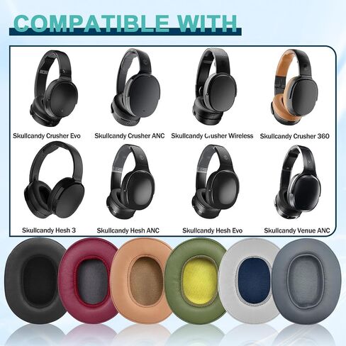 Replacement Ear Pads for Skullcandy Crusher Wireless/Evo/ANC Hesh 3/EVO/ANC, Headphones Ear Cushions, Headset Earpads, Ear Cups Cover-Black in Saudi Arabia