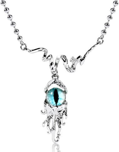 Evil Eye Necklace Silver Snake Necklace for Women, Silver Evil Eye Protection Necklace, Goth Necklace Punk Necklace, Adjustable Versatile Chain Jewelry Collection, 15.75"+3.4" in Saudi Arabia