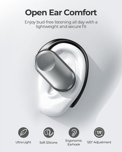 LeMuna Open Ear Headphones, Bluetooth 5.3 Wireless Earbuds with Earhooks, 60 Hours Playtime, Fast Charging, Sweat Resistant, Sport Earphones with Digital Display Charging Case for Workout Black in Saudi Arabia