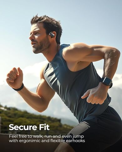 LeMuna Open Ear Headphones, Bluetooth 5.3 Wireless Earbuds with Earhooks, 60 Hours Playtime, Fast Charging, Sweat Resistant, Sport Earphones with Digital Display Charging Case for Workout Black in Saudi Arabia