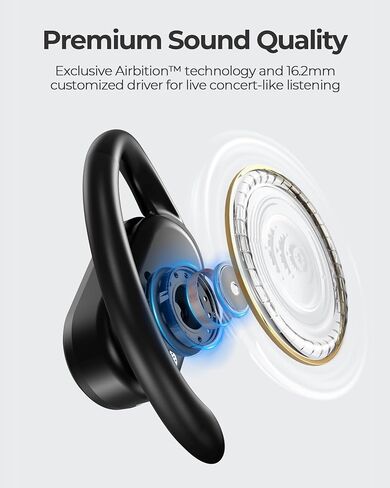 LeMuna Open Ear Headphones, Bluetooth 5.3 Wireless Earbuds with Earhooks, 60 Hours Playtime, Fast Charging, Sweat Resistant, Sport Earphones with Digital Display Charging Case for Workout Black in Saudi Arabia