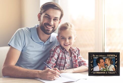 إطار صورة عيد الأب من WhatSign - إطار صورة عيد الأب مقاس 4x6 مصنوع من الخشب أفضل إطار صورة للأب من الابنة والابن إطار يوم الأب السعيد من الأطفال in Saudi Arabia