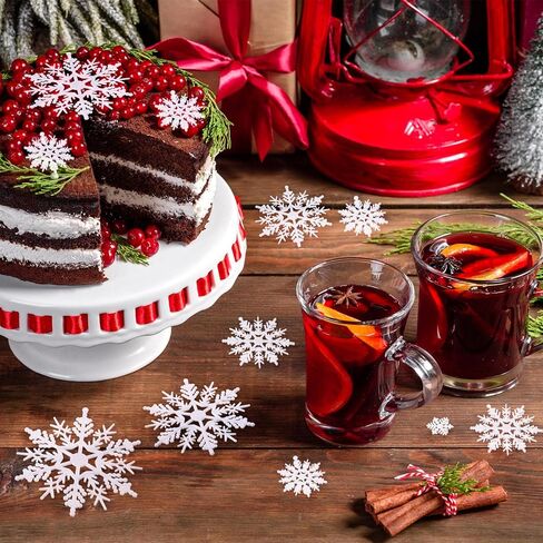 Christmas White Snowflake Ornaments Plastic Snowflakes Hanging Craft for Winter Party Christmas Tree Decorations, Assorted Sizes (1,2,3,4,5,6 Inches) (50 Pieces) in Kuwait