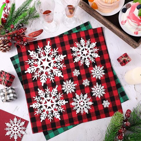 Christmas White Snowflake Ornaments Plastic Snowflakes Hanging Craft for Winter Party Christmas Tree Decorations, Assorted Sizes (1,2,3,4,5,6 Inches) (50 Pieces) in Kuwait