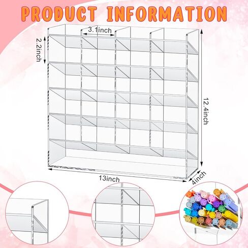 Acrylic Pen Organizer Storage Clear Vertical Marker Organizer with 17 Compartments Acrylic Pen Display Holder Art Supply Organizer for Office School Desk Desktop Stationery Pencil Storage in Saudi Arabia