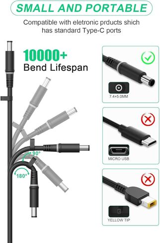 100W USB C شاحن الكمبيوتر المحمول متوافق مع Dell Latitude 5540 5440 7440 5340 7340 7640 9440 2-in-1 الدقة 5480 3580 3480 3581 5680 Inspiron 14 16 5000 5430 7440 5630 in Saudi Arabia