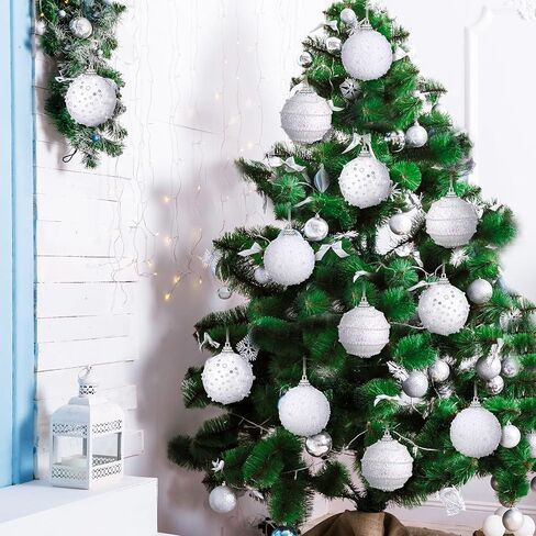Poen 12 Pcs Hanging Champagne Ball Ornaments, 2.76 Inch Sequin Christmas Balls Champagne Christmas Tree Ornaments Glitter Christmas Ornaments Plastic Hanging Pearl Balls for Trees in Saudi Arabia