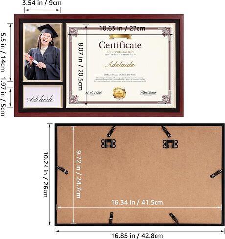 Lavezee 8.5x11 Diploma Picture Frame for 8.5 x 11 Certificates with Mat, or 11x14 Black Document Frames without Mat, Set of 2 in Saudi Arabia