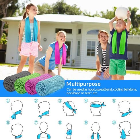 Cooling Towels Neck and Face,(40" x 12") Bulk Ice Towel,Soft Breathable Cooling Towels for Hot Weather,Athletes,Yoga,Gym,Workout,Sports,Camping,Microfiber Cold Towels 4pack in Saudi Arabia