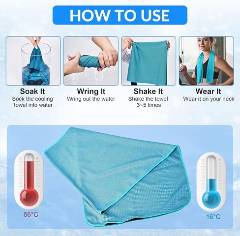 Cooling Towels Neck and Face,(40" x 12") Bulk Ice Towel,Soft Breathable Cooling Towels for Hot Weather,Athletes,Yoga,Gym,Workout,Sports,Camping,Microfiber Cold Towels 4pack in Saudi Arabia