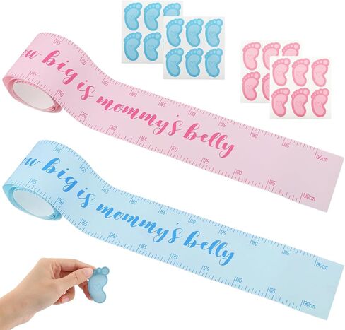 شريط قياس استحمام الطفل بكرتين، لعبة قياس البطن، شريط قياس البطن، شريط قياس البطن، هدايا حفلات استحمام الطفل، لوازم ألعاب شريط القياس (الحجم: 3.94 × 74.8 بوصة) in Kuwait