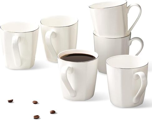 Fine Bone China Coffee Mugs, 10oz White Espresso Cups, Lightweight Tea Cups, Porcelain Coffee Cups Set of 2, Ceramic Mug for Espresso Latte Mocha Cappuccino Women Men(Moonlight) in Saudi Arabia