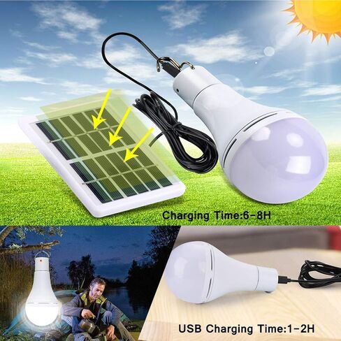 Afoskce Solar Light Bulb Outdoor Rechargeable 300LM Solar Powered Light Led Bulb with Remote Timer, Lighting Sensor, 4 Lighting Mode for Chicken Coops Shed Hiking Camping Hurricane Emergency Lighting in Saudi Arabia