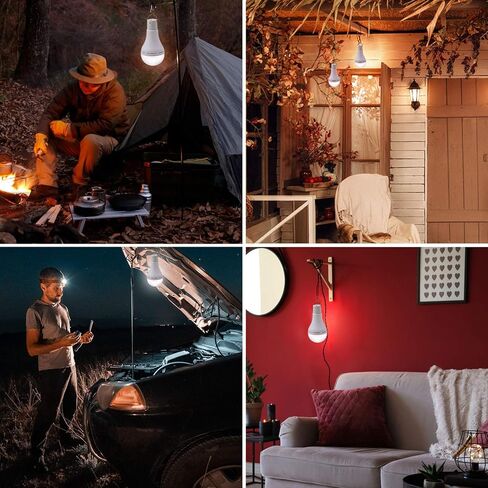 Afoskce Solar Light Bulb Outdoor Rechargeable 300LM Solar Powered Light Led Bulb with Remote Timer, Lighting Sensor, 4 Lighting Mode for Chicken Coops Shed Hiking Camping Hurricane Emergency Lighting in Saudi Arabia
