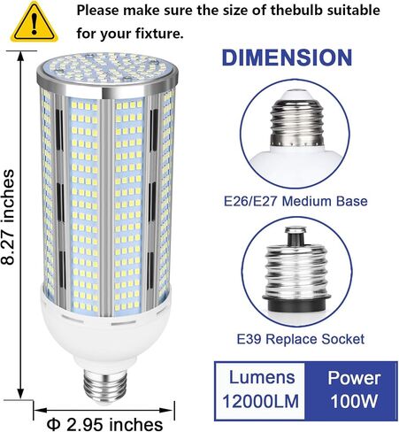 2 حزمة 400W ما يعادل LED ضوء الذرة لمبة 6000 لومن أدى لمبة الذرة 50W السوبر مشرق 5000K ضوء النهار الأبيض E26 / E27 قاعدة LED ضوء لمبة للمنزل المرآب الإضاءة المرآب الفناء الخلفي مكتب المنزلية in Kuwait