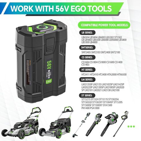 56V 5.0Ah Lithium-Ion Battery Replacement for EGO Power+ BA2800T for Equipment，Compatible with All Power 56V EGO Power+ Tools in Saudi Arabia