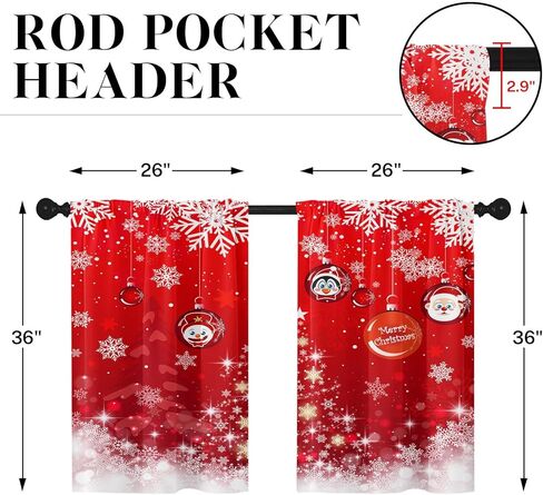 ستائر مطبخ عيد الميلاد ستائر نافذة الغزلان فوق الحوض مجموعة من 2، ستارة قصيرة لمدينة الثلج الشتوية للمطبخ، ديكور مطبخ عيد الميلاد 26 بوصة × 36 بوصة in Kuwait