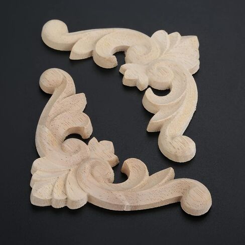 MUXSAM Wooden Carved Appliques Onlays, 8-Pack Unpainted Wood Rosette Carvings Decals Embellishments for Mirror Dresser Vanity Cabinet Mantel Picture Frame Renewing Furniture, 7x7cm/2.76x2.76in in Saudi Arabia