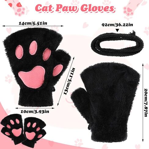 Cat Paws Gloves Cute Fingerless Furry Paws Kawaii Half Finger Paws Therian Cosplay Costume Accessories for Halloween in Kuwait