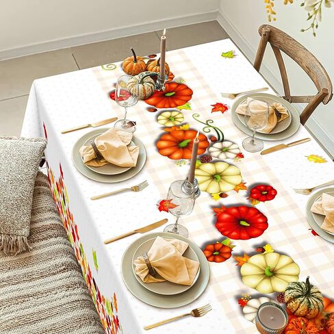 غطاء طاولة من ورق اليقطين لعيد الشكر من تشيرلاند خريف لمستلزمات حفلات الخريف وحصاد الشكر - 9 × 5 قدم in Kuwait