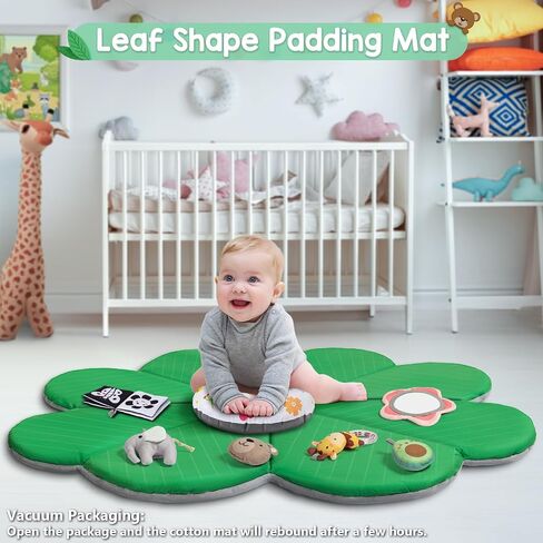 Jyusmile Baby Play Gym Mat, 8-in-1 Tummy Time Mat with 6 Toys, Washable Baby Activity Mat for Visual, Hearing, Sensory, Motor Development, Baby Essentials Gift for Newborn Infant 0-3-6-9-12 Months in Saudi Arabia