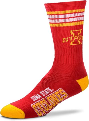 من أجل جوارب Bare Feet الرجالية NCAA 4 Stripe Deuce Crew Socks، Iowa State Cyclones، مقاس كبير in Saudi Arabia