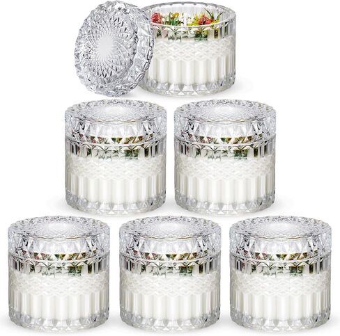 NiHome 12 Pack Embossed Candle Jars for Making Candles, 6 OZ Glass Candle Jars with Lids Empty Food Storage Containers Tealight Holders for Spice, Powder, Liquid, Leakproof in Saudi Arabia