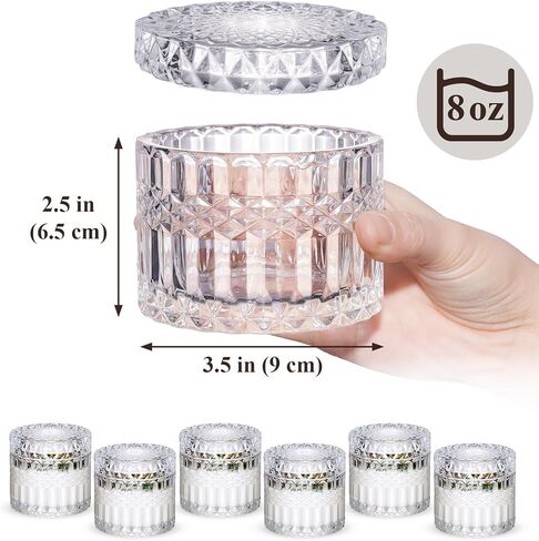 NiHome 12 Pack Embossed Candle Jars for Making Candles, 6 OZ Glass Candle Jars with Lids Empty Food Storage Containers Tealight Holders for Spice, Powder, Liquid, Leakproof in Saudi Arabia