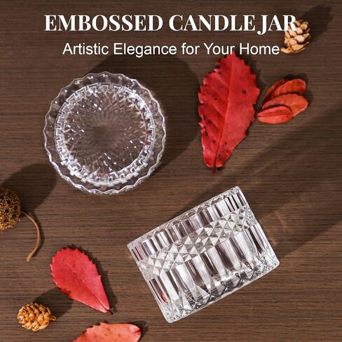 NiHome 12 Pack Embossed Candle Jars for Making Candles, 6 OZ Glass Candle Jars with Lids Empty Food Storage Containers Tealight Holders for Spice, Powder, Liquid, Leakproof in Saudi Arabia