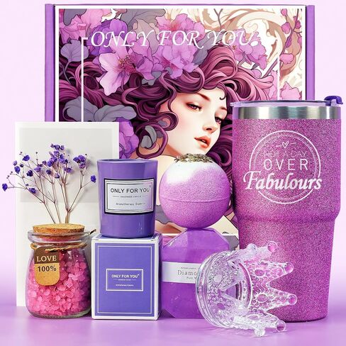Gifts for Women, Mom, Wife, Girlfriend, Sister, Mothers Day, Birthday, Christmas, Valentine's Day Gifts-Lavender Spa Gift Basket Set(Orange) in Saudi Arabia