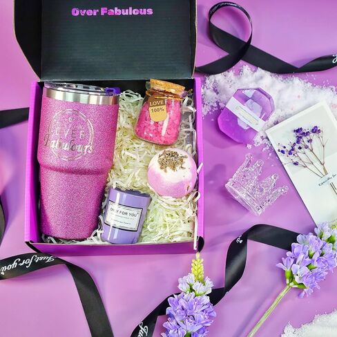 Gifts for Women, Mom, Wife, Girlfriend, Sister, Mothers Day, Birthday, Christmas, Valentine's Day Gifts-Lavender Spa Gift Basket Set(Orange) in Saudi Arabia