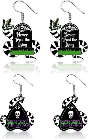 Betelgeuse Inspired Earrings Halloween Earrings for Women Fans, Skull Tombstone Coffin Snake Earrings Dangle Betelgeuse Merch Accessories for Party Costume Decor in Saudi Arabia