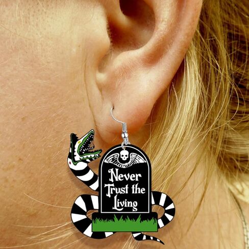 Betelgeuse Inspired Earrings Halloween Earrings for Women Fans, Skull Tombstone Coffin Snake Earrings Dangle Betelgeuse Merch Accessories for Party Costume Decor in Saudi Arabia