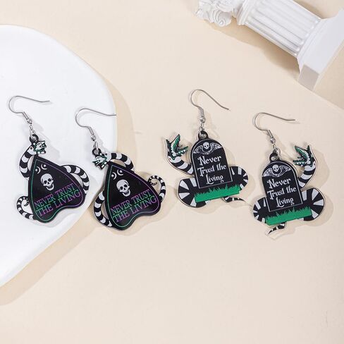 Betelgeuse Inspired Earrings Halloween Earrings for Women Fans, Skull Tombstone Coffin Snake Earrings Dangle Betelgeuse Merch Accessories for Party Costume Decor in Saudi Arabia