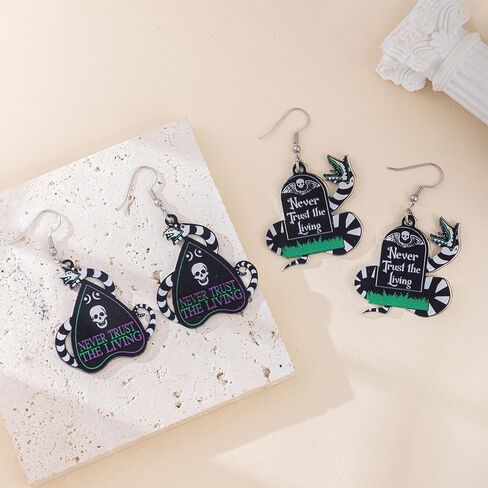 Betelgeuse Inspired Earrings Halloween Earrings for Women Fans, Skull Tombstone Coffin Snake Earrings Dangle Betelgeuse Merch Accessories for Party Costume Decor in Saudi Arabia