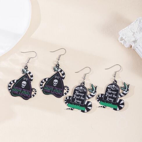 Betelgeuse Inspired Earrings Halloween Earrings for Women Fans, Skull Tombstone Coffin Snake Earrings Dangle Betelgeuse Merch Accessories for Party Costume Decor in Saudi Arabia
