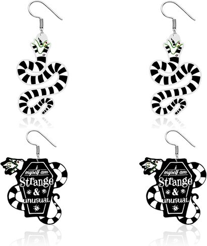 Betelgeuse Inspired Earrings Halloween Earrings for Women Fans, Skull Tombstone Coffin Snake Earrings Dangle Betelgeuse Merch Accessories for Party Costume Decor in Saudi Arabia