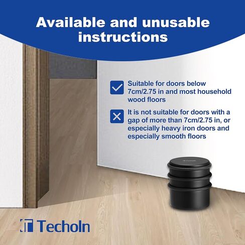 Heavy Duty Door Stoppers for Bottom of Door, Stainless Steel 2.8" Tall Door Stop No Drilling, Large 1.76 Lbs Doorstops with Protective Rubber Bands Anti-Slip Door Wedge (Painted Black) in Kuwait