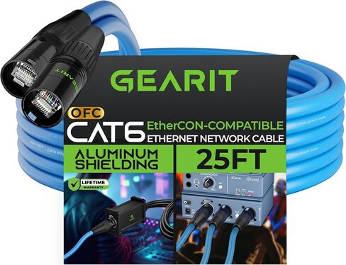 GearIT CAT6 Ethernet Cable, EtherCON-Compatible (100 Feet) RJ45 Connectors for Pro Audio, Aluminum Shielded, Oxygen Free Copper - 6 ft. - Blue in Saudi Arabia