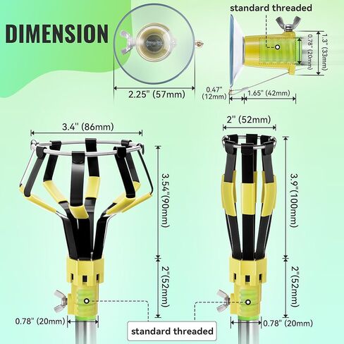Dreyoo 4 Piece Set Light Bulb Changer, Suction Cup and Cage Bulb Changer for Incandescent, Floodlight, Broken Bulb and Recessed Lights, Compatible with Standard Extension Pole (Pole Not Included) in Kuwait