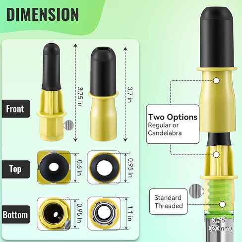 Dreyoo 4 Piece Set Light Bulb Changer, Suction Cup and Cage Bulb Changer for Incandescent, Floodlight, Broken Bulb and Recessed Lights, Compatible with Standard Extension Pole (Pole Not Included) in Kuwait