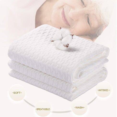 وسادة سرير مقاومة للماء من يوفوس قابلة للغسل وإعادة الاستخدام، 4 طبقات من واقي مرتبة لسلس البول، سطح قطني 100% للأطفال والبالغين والحيوانات الأليفة in Kuwait