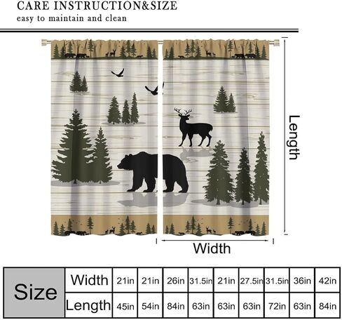 Rustic Blackout Curtains Vintage Brown Black Wildlife Bear White Bear Paw Print for Bedroom Living Room Kitchen Decor Rod Pocket Window Drape 42x45in in Kuwait