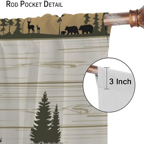 Rustic Blackout Curtains Vintage Brown Black Wildlife Bear White Bear Paw Print for Bedroom Living Room Kitchen Decor Rod Pocket Window Drape 42x45in in Kuwait