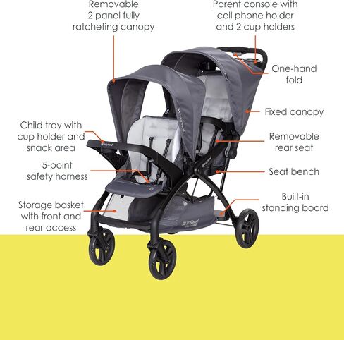 Baby Trend Sit N' Stand® Double 2.0 Stroller, Dash Black in Saudi Arabia