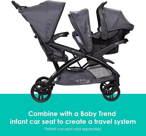 Baby Trend Sit N' Stand® Double 2.0 Stroller, Dash Black in Saudi Arabia