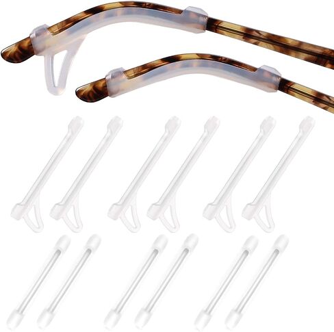 Eyeglasses Ear Grips Sleeve-Upgrade anti-slip Silicone Eyeglasses Temple Tips Sleeve Retainer-Sleeve with Hook design-Soft and comfort Glasses Ear hooks 6Pairs in Kuwait