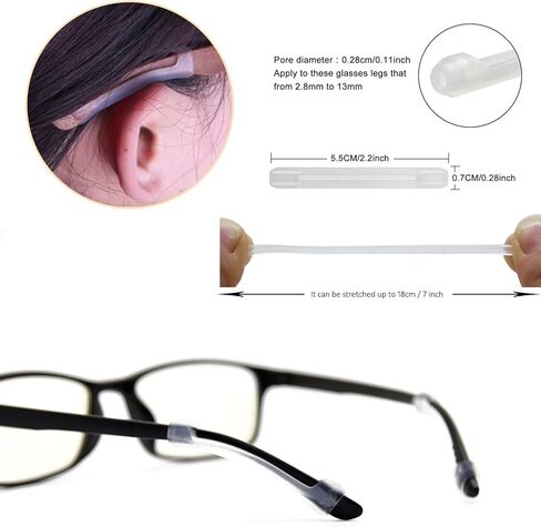 Eyeglasses Ear Grips Sleeve-Upgrade anti-slip Silicone Eyeglasses Temple Tips Sleeve Retainer-Sleeve with Hook design-Soft and comfort Glasses Ear hooks 6Pairs in Kuwait